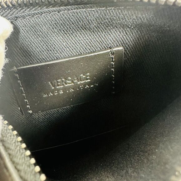 NEW Versace Mini Coin Pouch 5.5” x 4.5” La Greca Rectangular Modular Black Gray - Picture 11 of 11